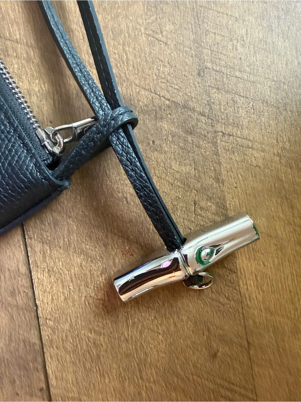 Longchamp Le Roseau Black Half-Moon Leather Mini Bag